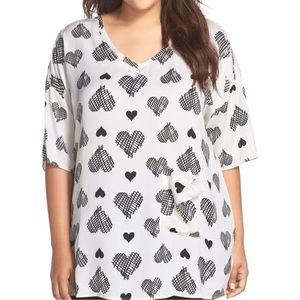 Melissa McCarthy Seven7 One Pocket Heart Print Top